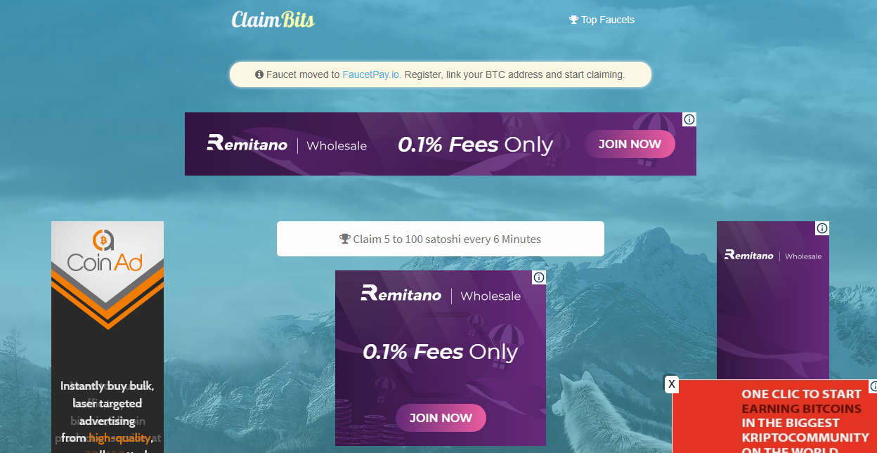 Bitcoin faucet Claimbits